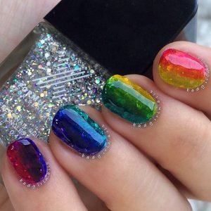 rainbow short jelly nails