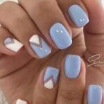 blue white gel nails