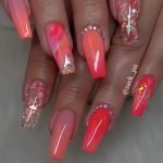 glam coral acrylics
