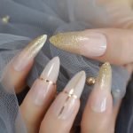 gold stripe glitter milky white