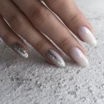 milky white gltter silver