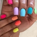 neon short acrylic rainbow