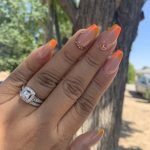 orange glam acrylics short