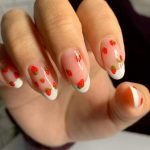 oval strawberry acrylics