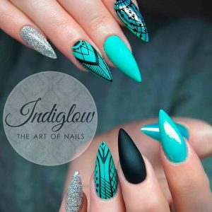 edgy black and teal