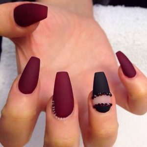 matte maroon and black