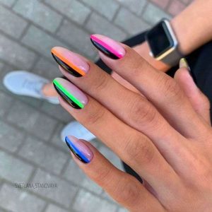 neon rainbow stripe nude