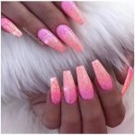 coral pink glitter long
