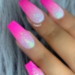 hot pink glitter long