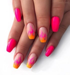 flame design neon pink