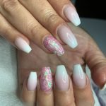 pink glitter ombre coffin