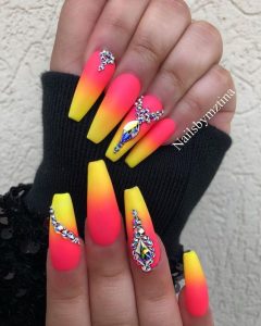 yellow and pink neon ombre