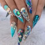 seashell teal nails