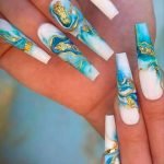 teal marbling long