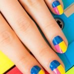 blue pink yellow nails