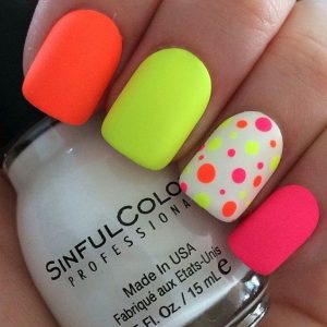neon spotted nails