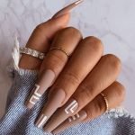 nude white geometric long