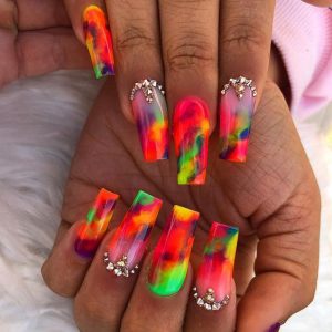 watercolor bright nails