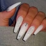 white glitter acrylic long